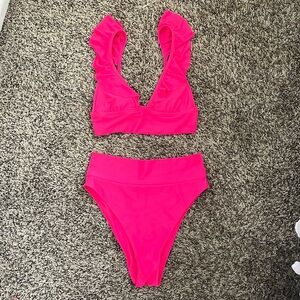 Hot pink high waisted bikini